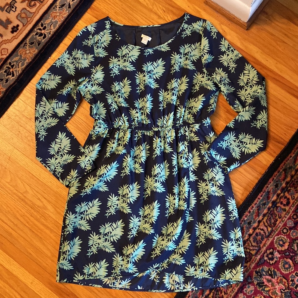 J Crew Tropical Long sleeve dress